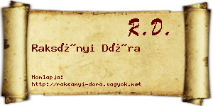 Raksányi Dóra névjegykártya